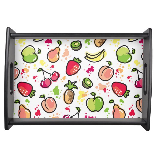 hand drawn fruits pattern serving tray (Front)