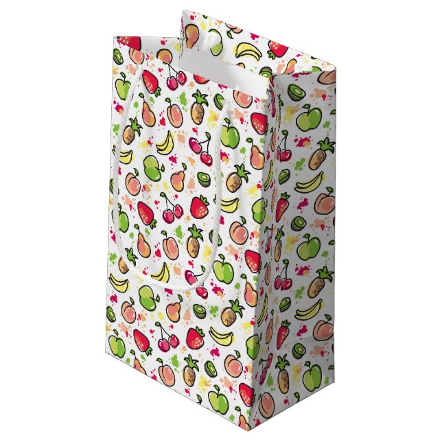 hand drawn fruits pattern small gift bag (Back Angled)