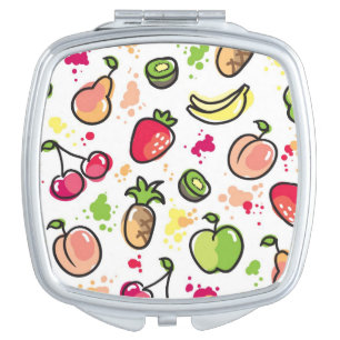 hand drawn fruits pattern vanity mirror