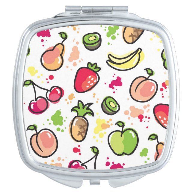hand drawn fruits pattern vanity mirror (Front)