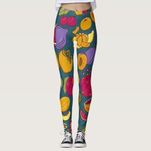 Hand Drawn Fruits Vintage Leggings