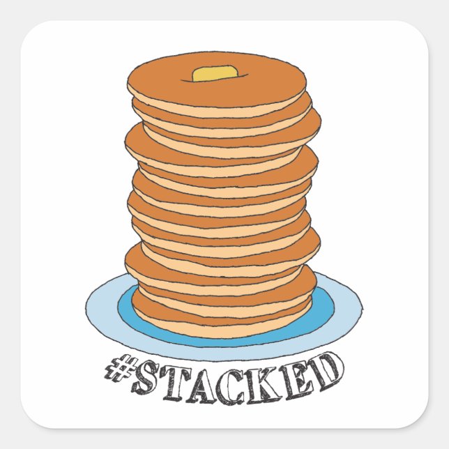 Hand-drawn Full Stack Pancakes Clipart Pancake Square Sticker (Front)
