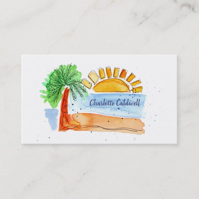 Hand-drawn Fun Beach Business Card (Front)