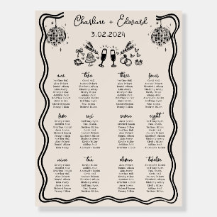 Hand Drawn Fun Colorful Wedding 12 Seating Chart Foam Board