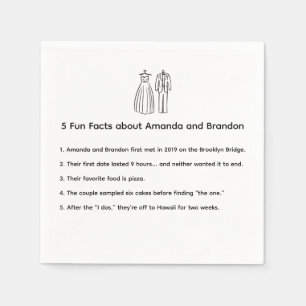 Hand Drawn Fun Facts Wedding Dress Tux Napkins