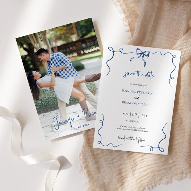 Hand Drawn Fun French Save the Date Photo Invitation (Creator Uploaded)