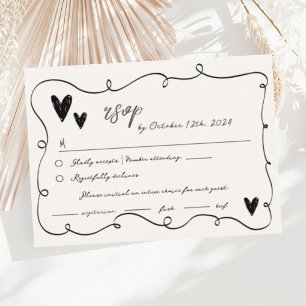 Hand Drawn Fun Scribble Squiggle RSVP Wedding  Enclosure Card