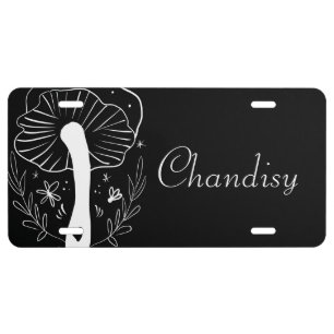 Hand Drawn Fungus Mushroom Name License Plate