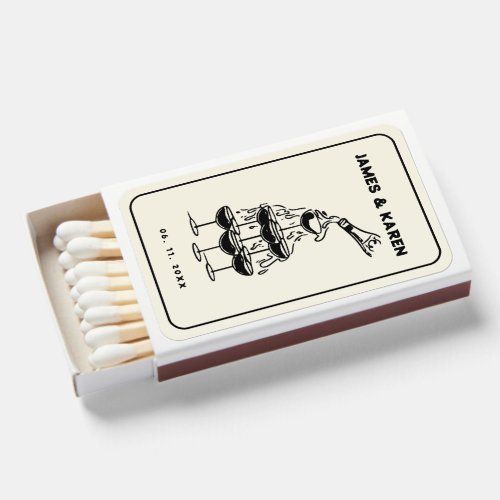Hand Drawn funky Champagne Tower wedding Matchboxes
