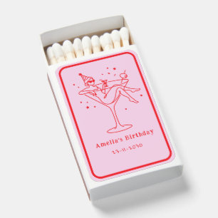 Hand Drawn funky Cocktail Girl Birthday Matchboxes