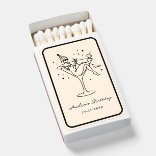 Hand Drawn funky Cocktail Girl Birthday Matchboxes