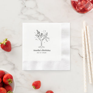 Hand Drawn funky Cocktail Girl Birthday Napkins