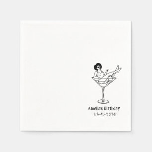 Hand Drawn funky Cocktail Girl Birthday Napkins