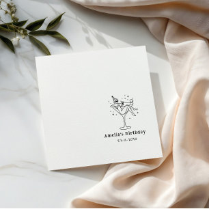 Hand Drawn funky Cocktail Girl Birthday  Napkins