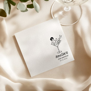 Hand Drawn funky Cocktail Girl Birthday Napkins