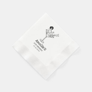 Hand Drawn funky Cocktail Girl Birthday Napkins