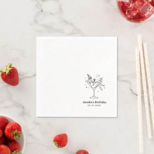Hand Drawn funky Cocktail Girl Birthday Napkins