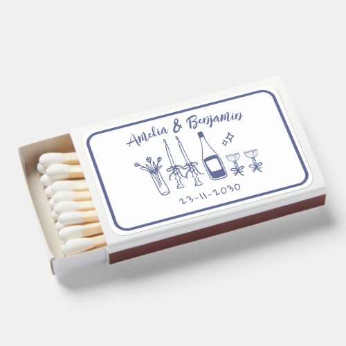 Hand drawn funky Custom Wedding Reception Matchboxes