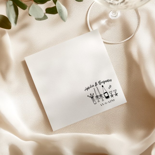 Hand drawn funky Custom Wedding Reception Napkins (Creator Uploaded)