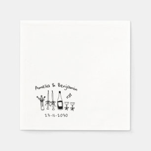 Hand drawn funky Custom Wedding Reception Napkins