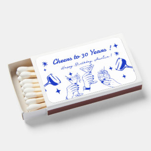 Hand drawn Funky Doodle Cocktail Birthday Party Matchboxes