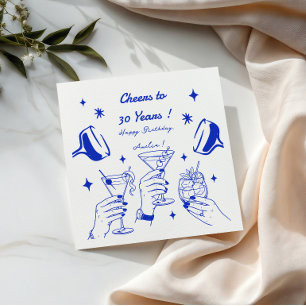 Hand drawn Funky Doodle Cocktail Birthday Party Napkins