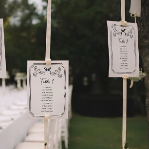 Hand drawn Funky Doodle Wedding Table Seating Invitation