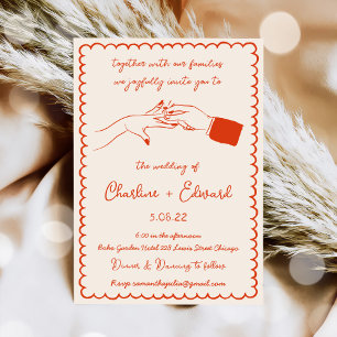 Hand Drawn Funky Drawing Hand Writting Wedding Invitation