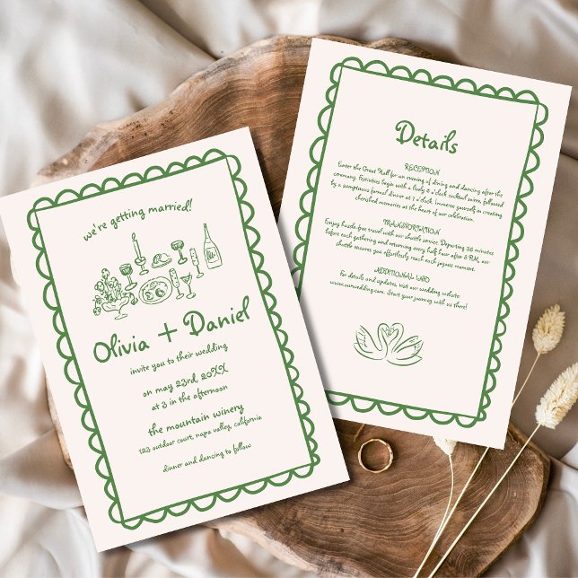 Hand Drawn Funky Drawing Handwriting Wedding Invitation (Creator Uploaded)