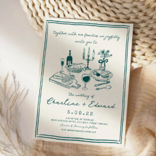 Hand Drawn Funky Drawing Handwritting Wedding Invitation