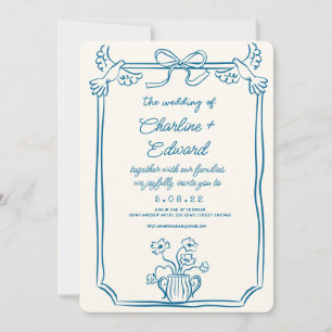 Hand Drawn Funky Drawing Handwritting Wedding Invitation