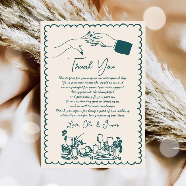 Hand Drawn Funky Drawing Wedding Thank You Card (Creator Uploaded)