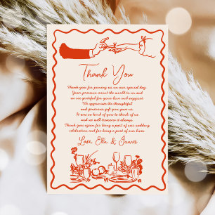Hand Drawn Funky Drawing Wedding Thank You Card