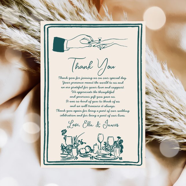 Hand Drawn Funky Drawing Wedding Thank You Card (Creator Uploaded)