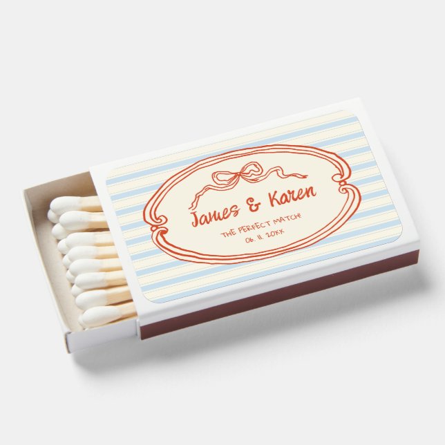 Hand Drawn funky Handwritten stripes wedding Matchboxes (Front Open)
