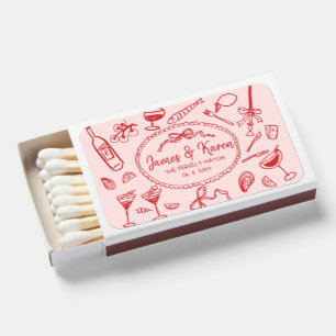Hand Drawn funky Handwritten wedding Matchboxes