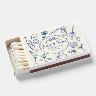 Hand Drawn funky Handwritten wedding Matchboxes