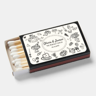 Hand Drawn Funky Handwritten Wedding Matchboxes