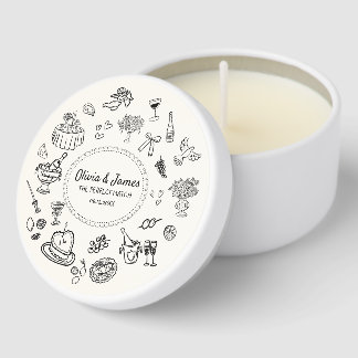Hand Drawn Funky Handwritten Wedding Mini Candle Favors