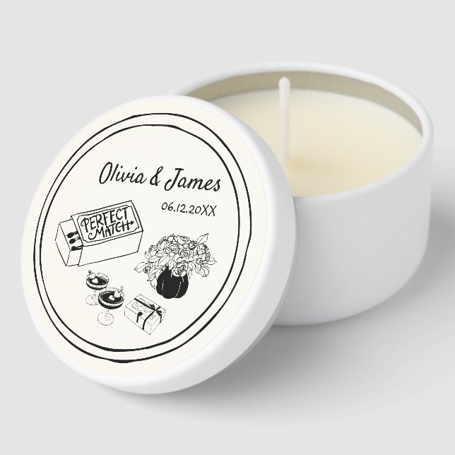 Hand Drawn Funky Handwritten Wedding Mini Candle Favors (Corner)