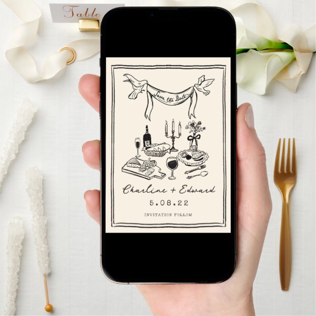 Hand Drawn Funky Handwritting Save the date (Front Digital)