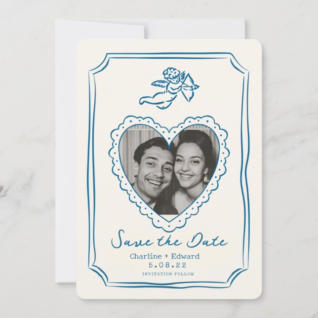 Hand Drawn Funky Handwritting Save the date (Front)