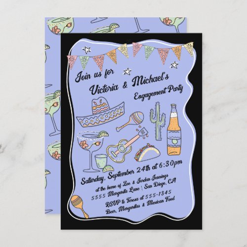 Hand Drawn Funky Mexican Fiesta Party Invitation