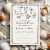 Hand Drawn Funky Nautical Beach Wedding Rehearsal