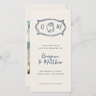 Hand Drawn Funky Nautical Monogram Wedding Save The Date