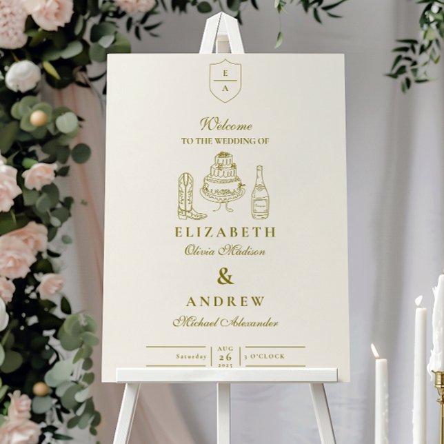 Hand Drawn Funky Western Doodle Wedding  Foam Board (Creator Uploaded)