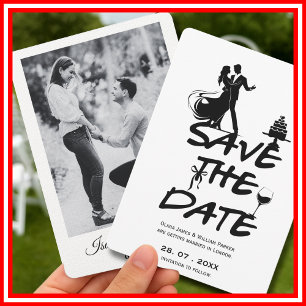 Hand Drawn Funky Whimsical Minimal Wedding PHOTO Save The Date
