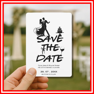 Hand Drawn Funky Whimsical Minimalist Wedding Save The Date
