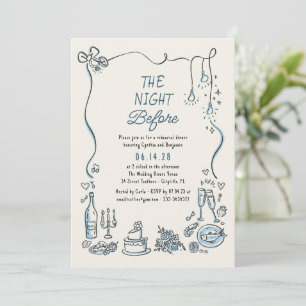 Hand Drawn Funky Whimsical Rehearsal Dinner Invitation