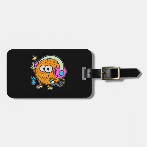 Hand drawn funny_little monster with headphone lis luggage tag